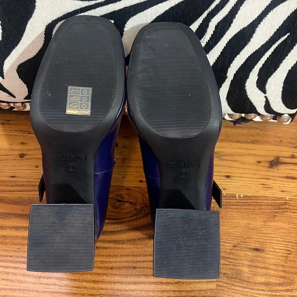 Dream Pairs Navy Blue Square Toe Chunky Heel‎ Mary Jane Platform Shoes Size 9